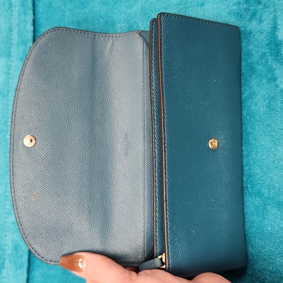 Coach Pebbled Leather Ink Blue Wallet - Picture 4 of 6